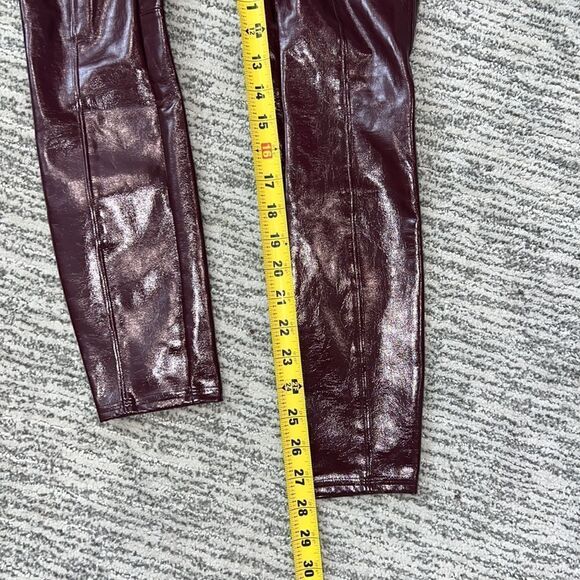 NWT Spanx Faux Patent Leather Leggings Ruby Red Burgundy XS Crinkle - Picture 10 of 12